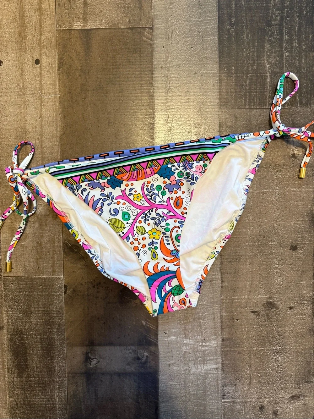 Trina Turk Jungle Beach Multicolor Tie-Side Bikini Bottoms size 12